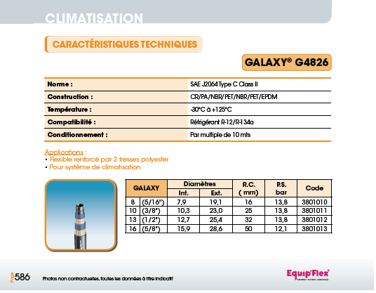 Climatisation tuyau galaxy G4826